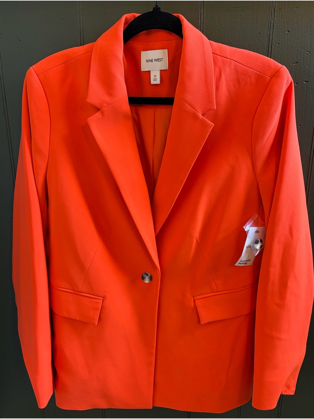 Nine West Women's Bright Orange Single-Button Blazer